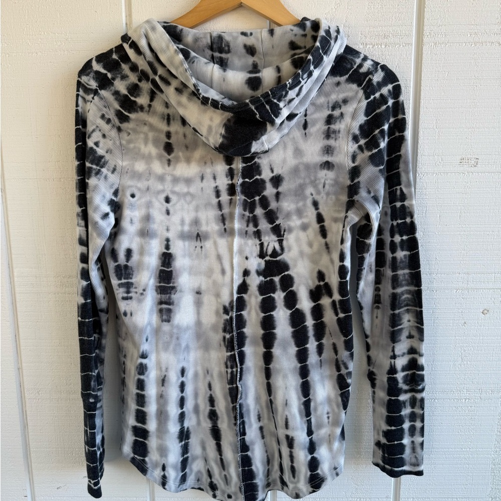 Chaser Navy and White Vintage Rib Tie-Dye Zip Up Hoodie Size Small - Picture 4 of 5